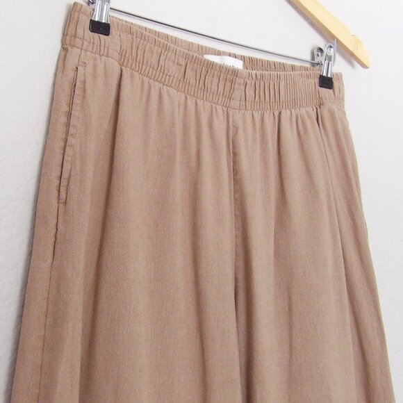 Abercrombie & Fitch Linen Cotton Wide Leg Crop Pull On Pants M Camel Tan Comfy - Picture 6 of 11
